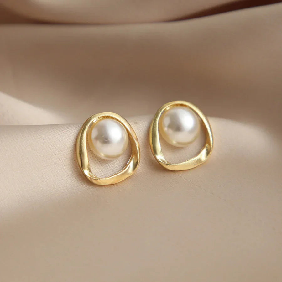 Gold Plated Pearl Studded Stud Earrings