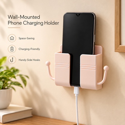 Self-Adhesive Wall-Mounted Phone Holder with Hooks