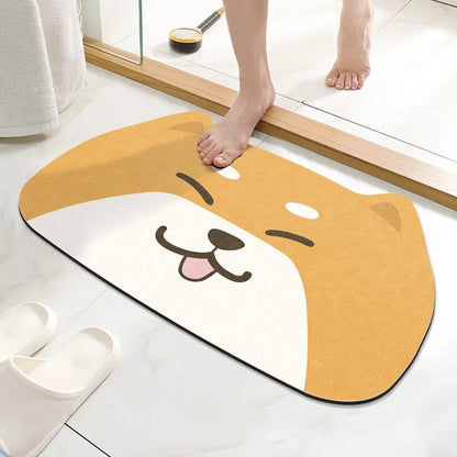 Cute Dog Shape Anti-Slip Quick-Dry Mat
