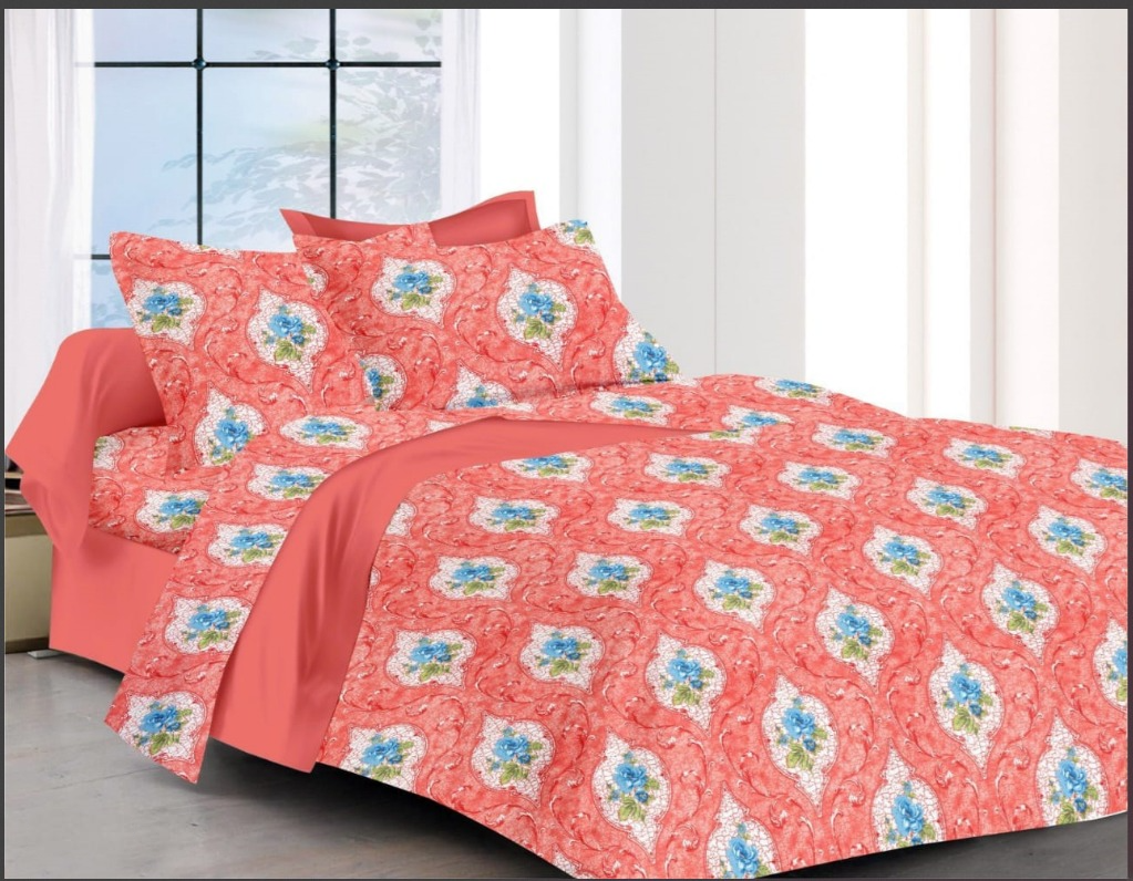 Multicolor Stylish Cotton Double Bed Bedsheet with 2 Pillow Covers