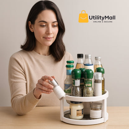 Double Layer 360° Rotating Spice Rack Organizer