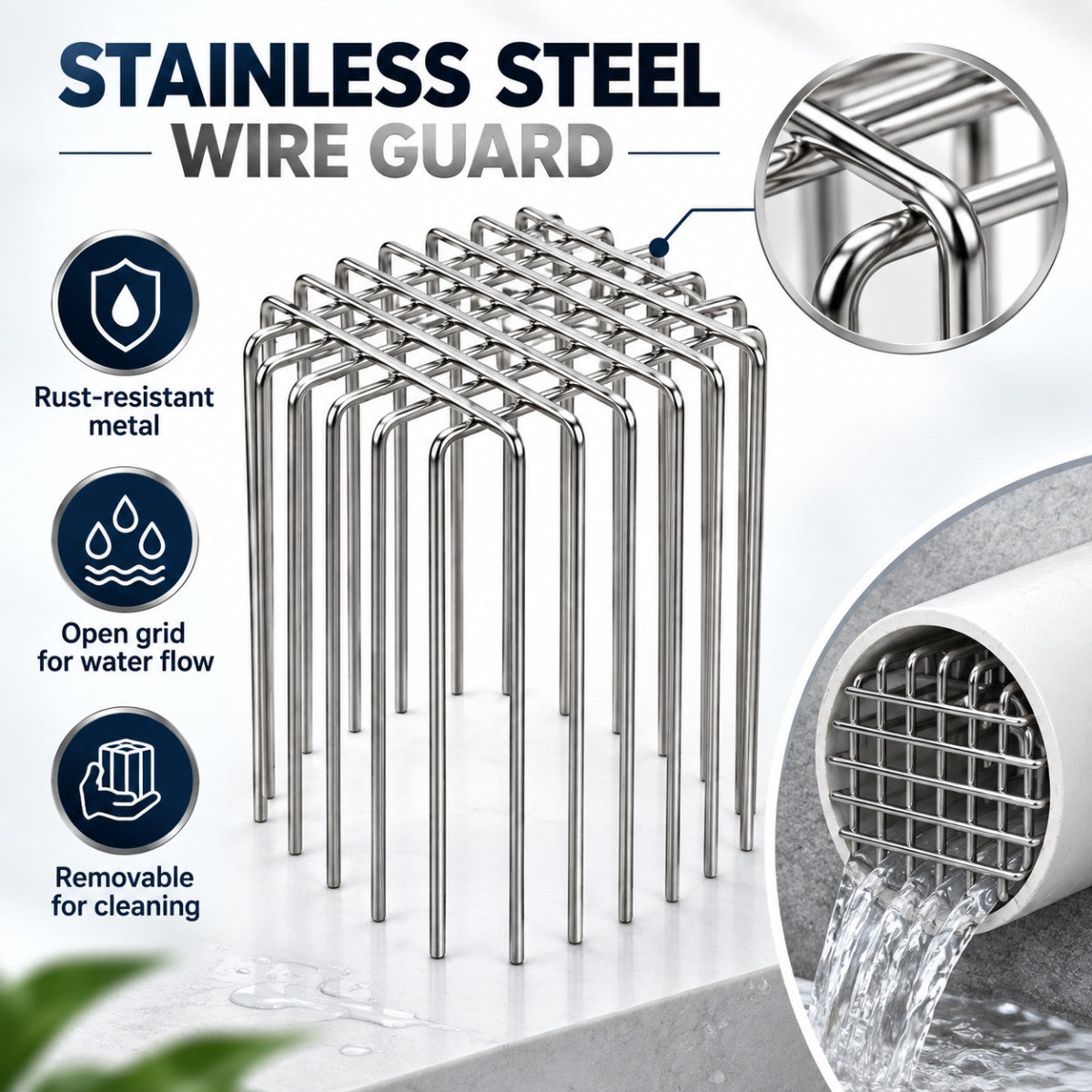 Stainless Steel Anti-Rat Drain Cover Mesh for 4-Inch Pipes