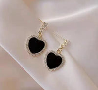 Thumbnail for Black Colour Heart Shape Korean Earrings