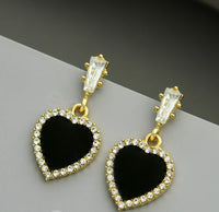 Thumbnail for Black Colour Heart Shape Korean Earrings