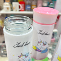 Thumbnail for Cute Unicorn Print Glass Bottle