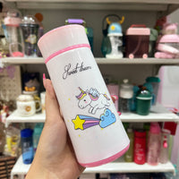 Thumbnail for Cute Unicorn Print Glass Bottle