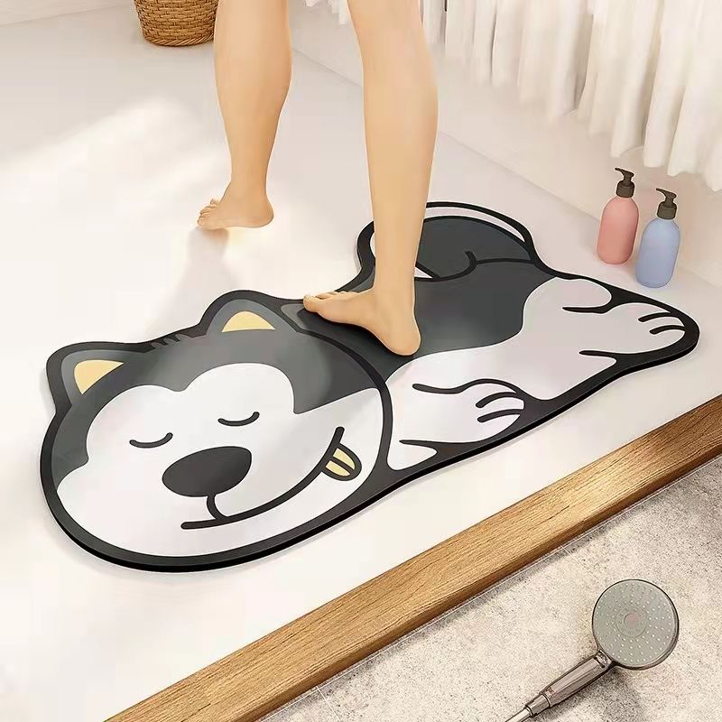 Cute Husky Dog Shape Anti-Slip Quick-Dry Mat