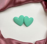 Thumbnail for Matte Sea Green Heart Studs