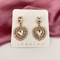 Thumbnail for Crystal White Heart Drop Earrings