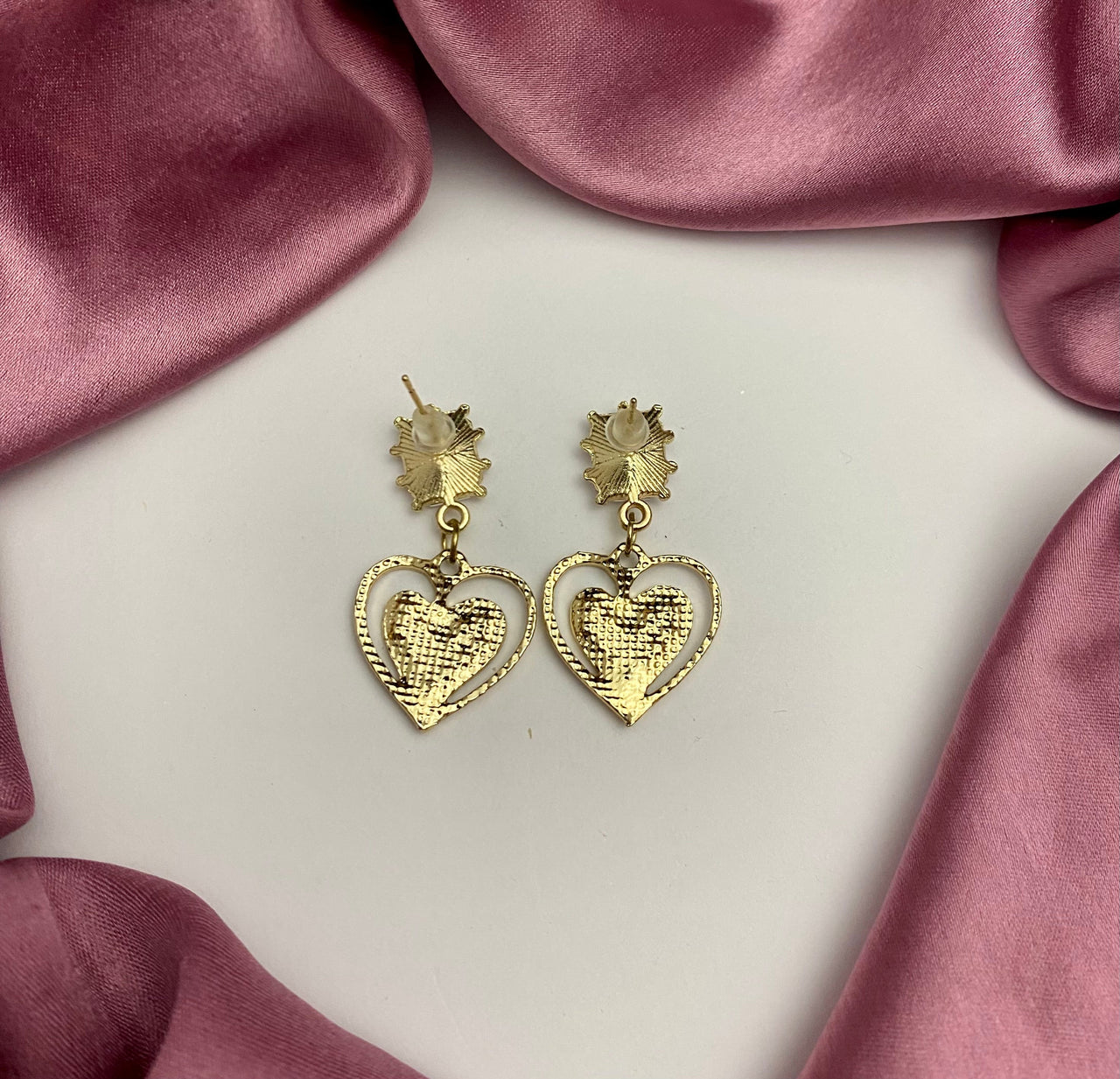 Golden & Black Heart Shaped Earrings