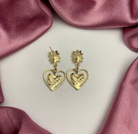 Thumbnail for Golden & Black Heart Shaped Earrings