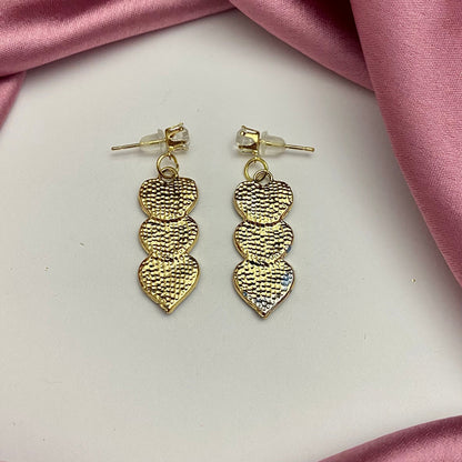 Blue Triple Heart Korean Earrings