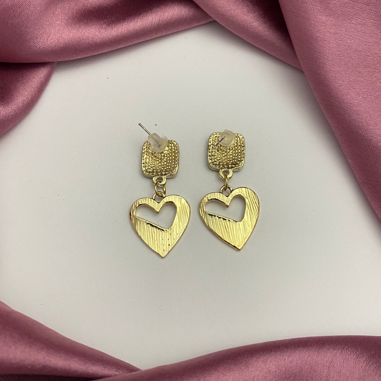 Golden Stone Studded Heart Shaped Earrings