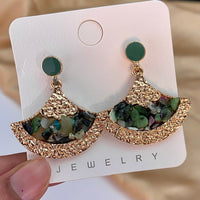 Thumbnail for Golden Foil Earrings With Green Uncut Stone