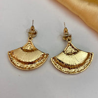 Thumbnail for Golden Foil Earrings With Green Uncut Stone