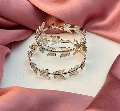 Silver Triple Butterfly Earrings