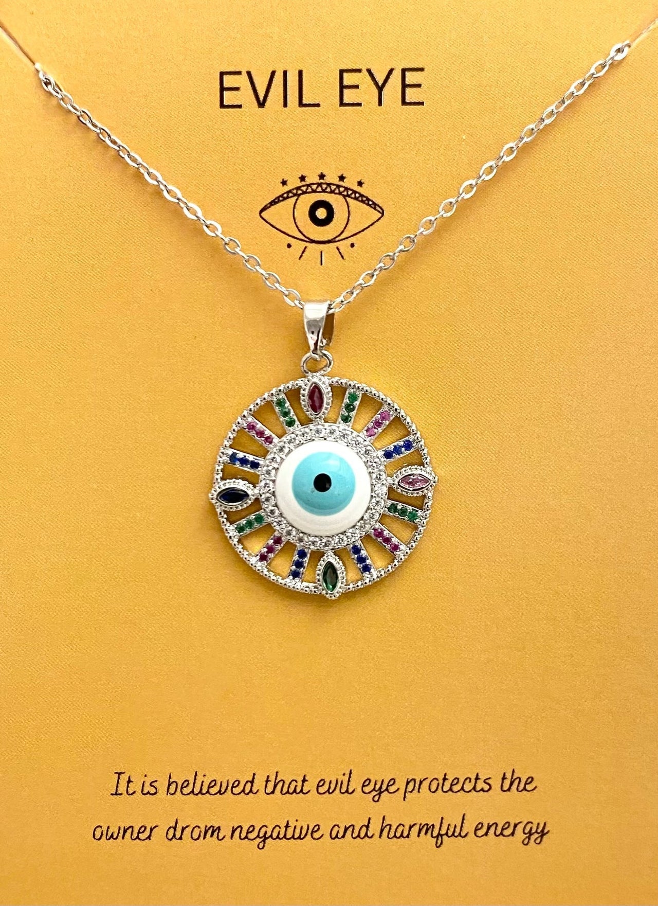 Premium Silver Evil Eye Necklace With Stainless Steel Chain