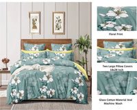 Thumbnail for King Size Bedsheet with 2 Pillow Covers -Green Flower