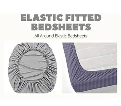 Pink Floral king size elastic fitted double bedsheet with-2-pillow cover