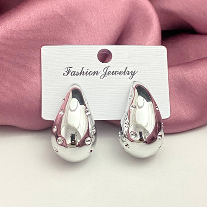Chunky Silver Tear Drop Korean Hoop Earring