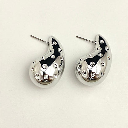 Chunky Silver Tear Drop Korean Hoop Earring