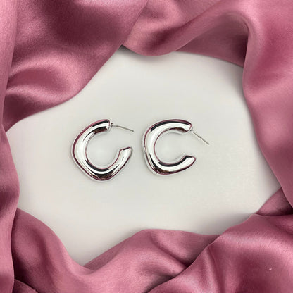Silver Square Shape Korean Earring