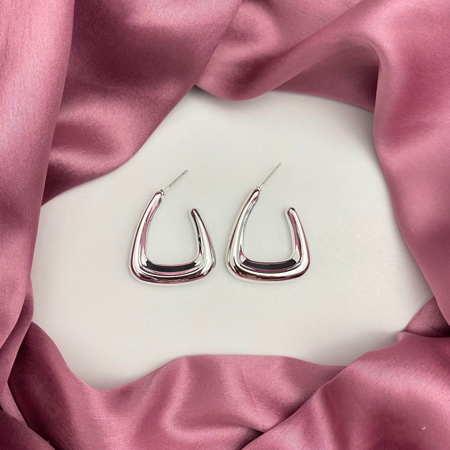 Trendy Silver Drop Korean Hoop Earring