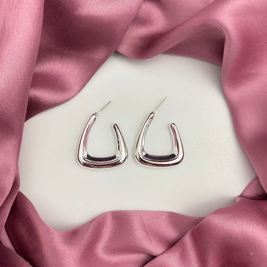 Trendy Silver Drop Korean Hoop Earring