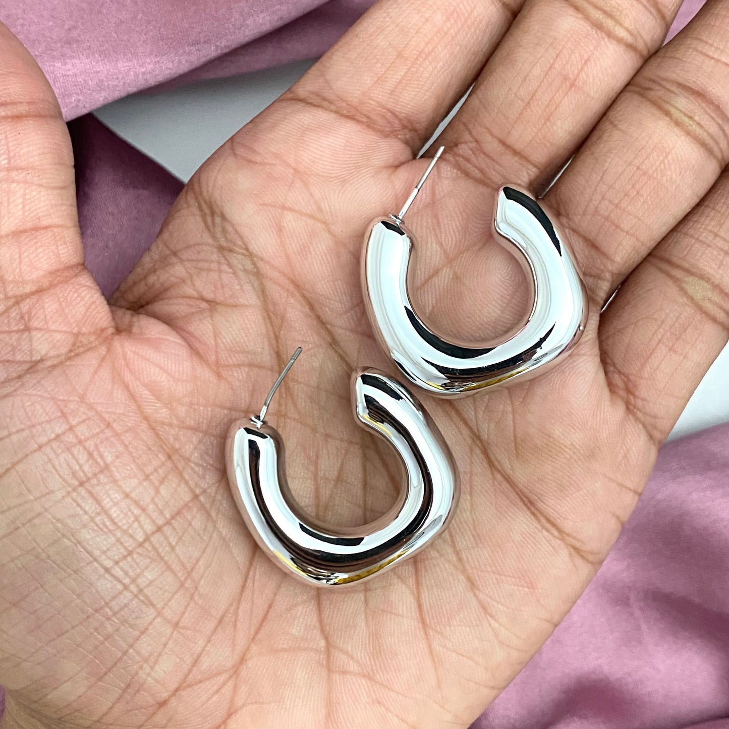 Silver Square Shape Korean Earring