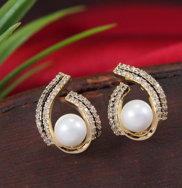 Pearl Drop Cubic Zirconia Korean Earring - KRNER 5123