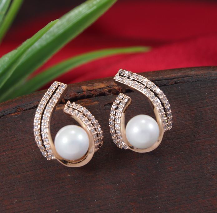 Pearl Drop Cubic Zirconia Korean Earring - KRNER 5123