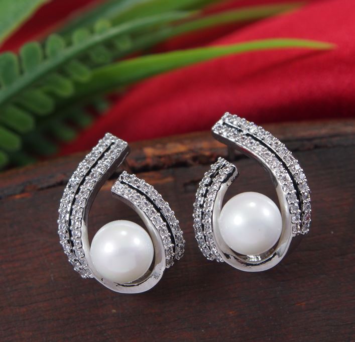 Pearl Drop Cubic Zirconia Korean Earring - KRNER 5123