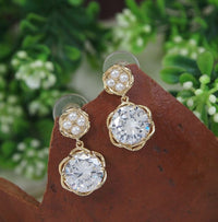 Thumbnail for Floral Design Cubic Zirconia Korean Earring - KRNER 5127