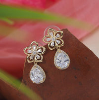 Thumbnail for Flower Drop Cubic Zirconia Korean Earring - KRNER 5130