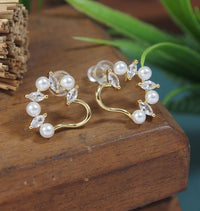 Thumbnail for Korean Heart Shaped Stone And Pearl Stud Earring - KRNER 5359