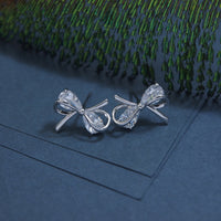 Thumbnail for Korean Sterling Silver Bow & Ribbon Earring - KRNER 5387