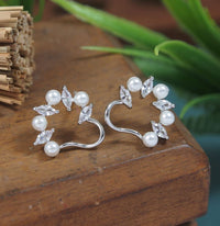 Thumbnail for Korean Heart Shaped Stone And Pearl Stud Earring - KRNER 5359