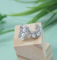 Thumbnail for Korean Half Hoop Pearl Stud Earring - KRNER 5361