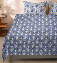 Thumbnail for Blue Peacock King Size Double Bed Elastic Fitted Premium Bedsheet