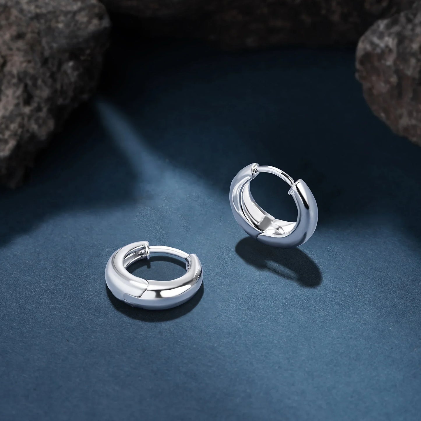 Classic Silver Huggie Hoop Earrings for Men