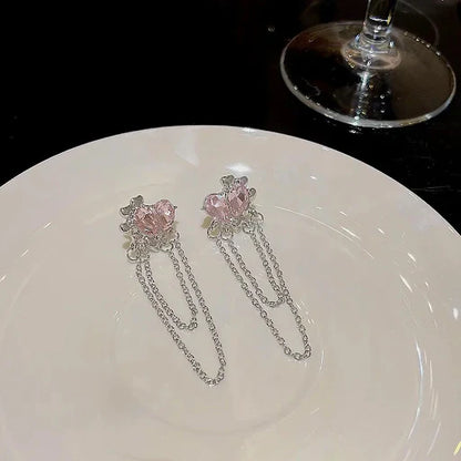 Premium Pink Heart Stone Earrings