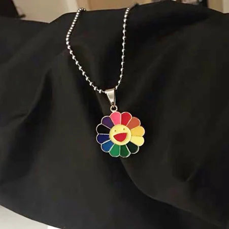 Colourful flower neck chain