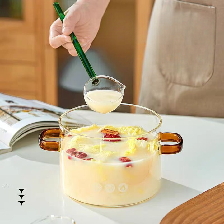 Mess Glass Heat Resistant Glass Ladle for Stovetop Heating and Mess Free Pouring ...