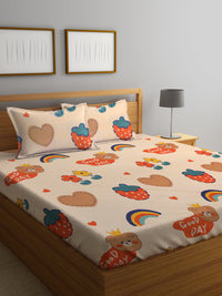Thumbnail for Super Cute Rainbow Design Queen Size Bedsheet With 2 Pillow Cover