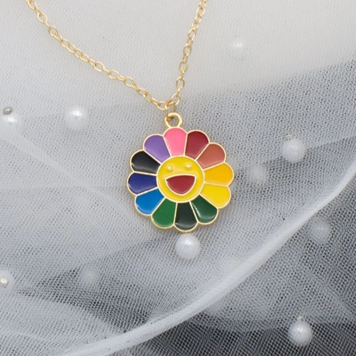 Colourful flower neck chain