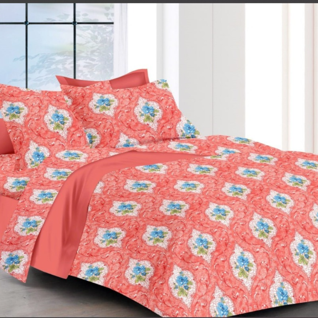 Multicolor Stylish Cotton Double Bed Bedsheet with 2 Pillow Covers