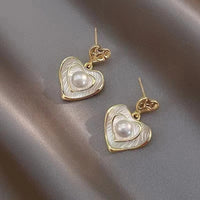 Thumbnail for Pearl Heart-Shaped Drop Earrings