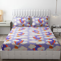 Thumbnail for Super Cute Cloud And Parachute Design Queen Size Bedsheet With 2 Pillow Cover