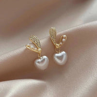 Thumbnail for Bling Bunnyeared Heart Korean Earrings