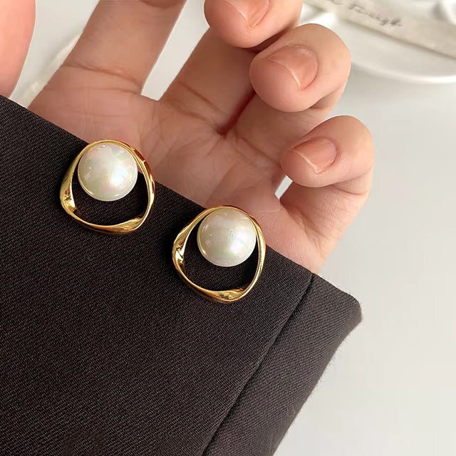 Gold Plated Pearl Studded Stud Earrings